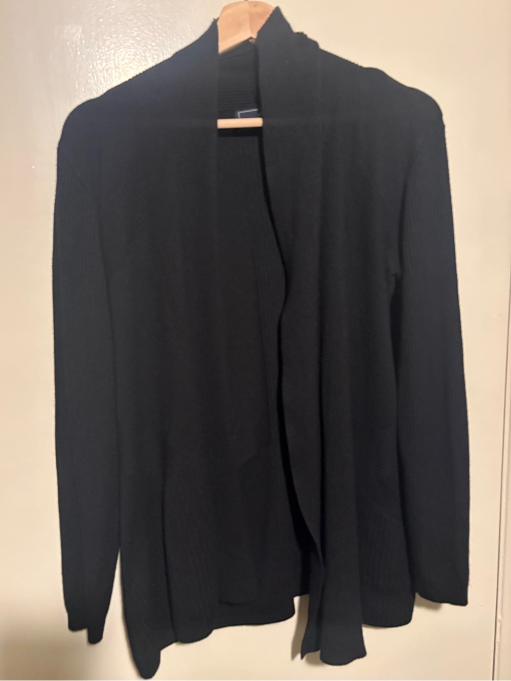 Black Open-Front Ribbed Cardigan- Large - Picture 1 of 1